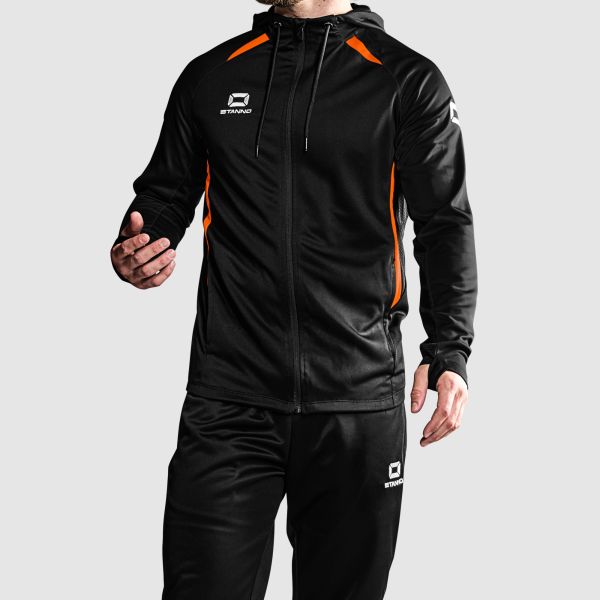 Stadio Hooded Full Zip Top - Black-Orange
